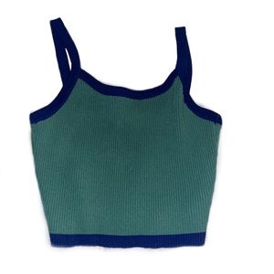 blue and green Ribbed knit top